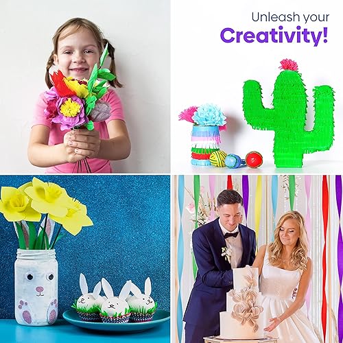 Miniatura 8 de 12 rollos de serpentinas de arcoíris únicos, paquete de 12 rollos de papel crepé arcoíris únicos de 984 pies para decoraciones de fiestas,