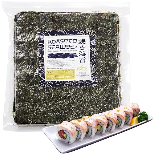 Miniatura 1 de Fusion Select Hojas de algas tostadas para rollos de sushi, hojas japonesas Nori para sushi, rollo de California, Onigiri, Musubi, Maki, Bento,