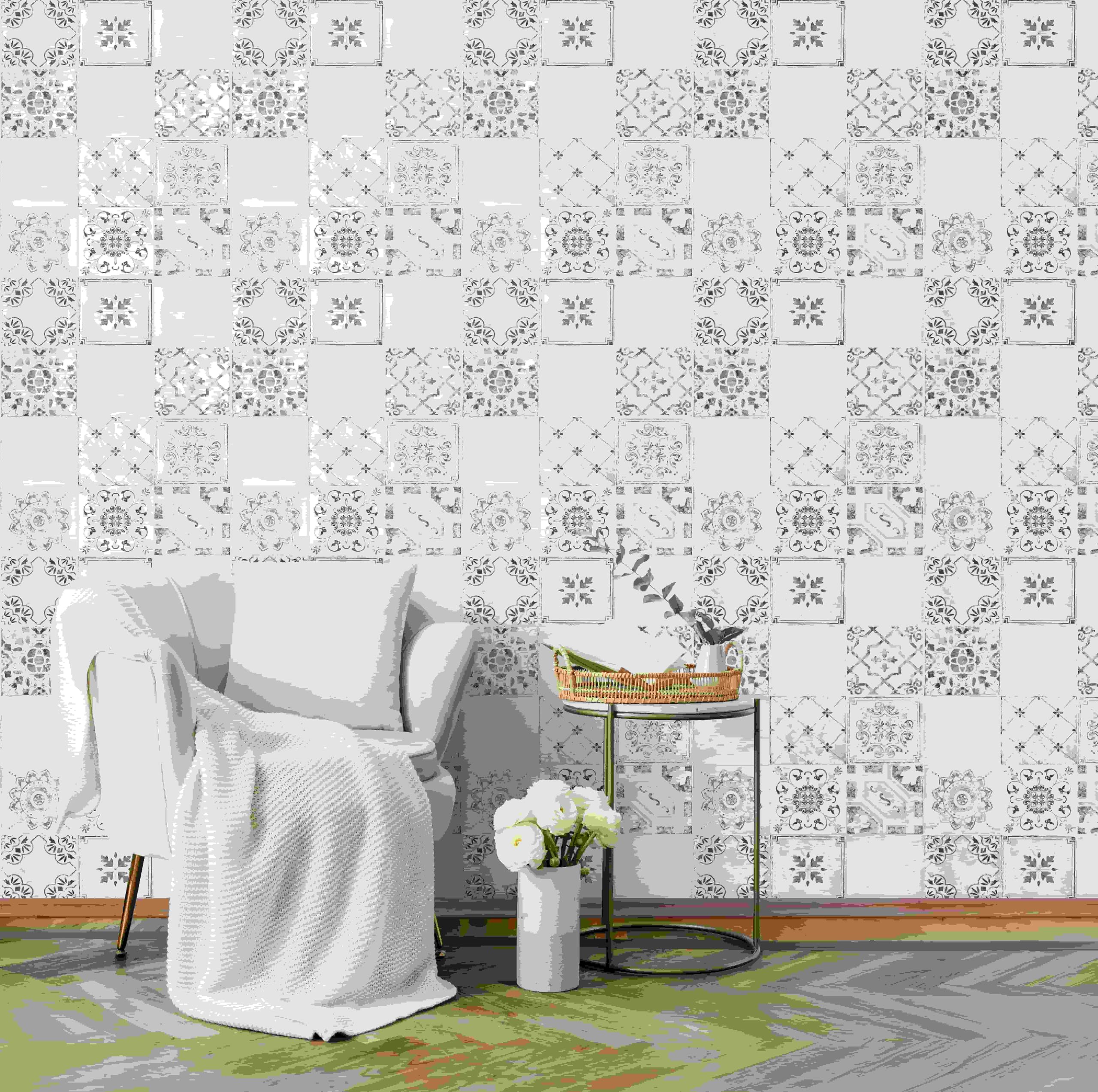 Papier peint aspect carrelage marburg | Qualité allemande pour salon et chambre