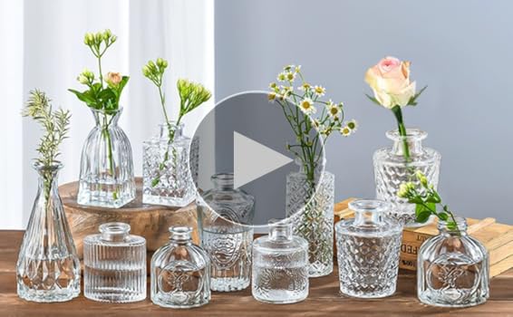 Froadp Lot De 16 Mini Vases En Verre Bleu - Petits Vases