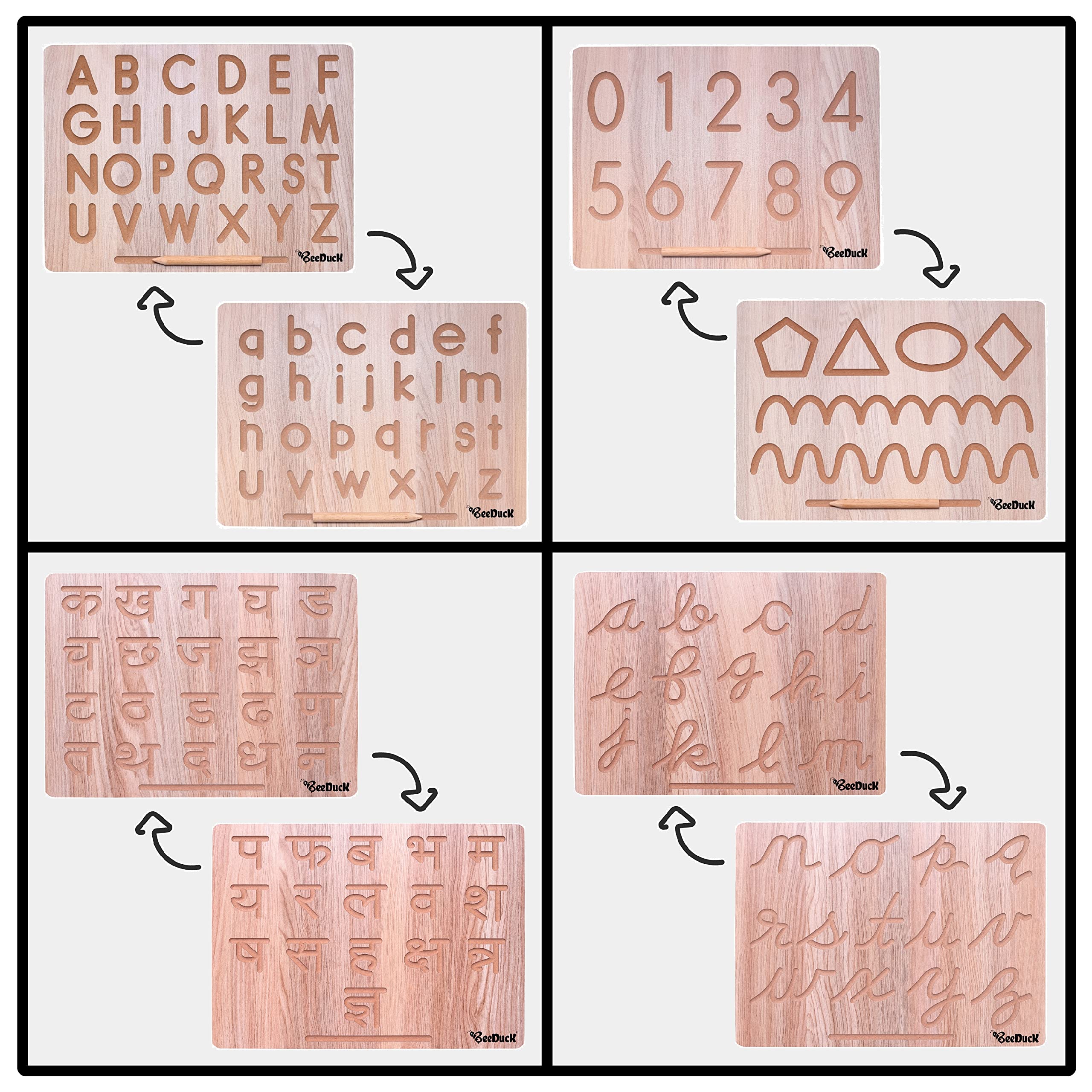 BeeDuck® Wooden Learning & Educational Capital & Small, Cursive, Hindi Alphabet and Numeric & Patten Board for 2 to 6 Years Old Kids (Combo of 4 Board Cap&SMA_ALPH, Cursive_ALPH, Hindi_ALPH, NUM&PAT) (B0B8P8WQZC) Amazon Price History, Amazon Price Tracker