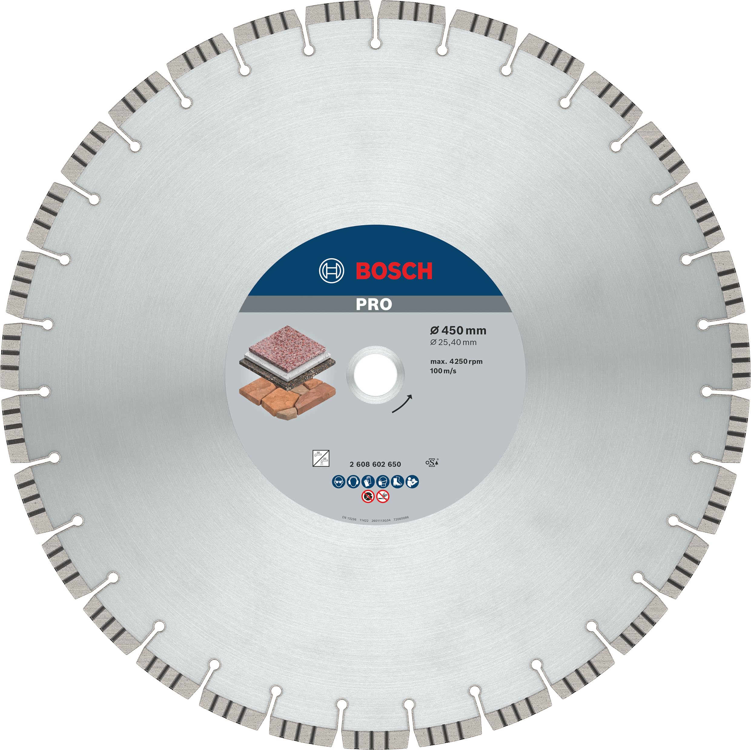 Bosch elmas kesme diski Stone, 450 x 25,40 x 3,8 x 12 mm, 2608602650 için en iyisi