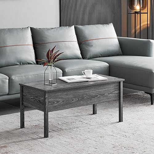 AOCOROE Mesa de centro elevable grande para sala de estar, mesa de centro de madera con espacio de almacenamiento y escritorio elevador, la mesa
