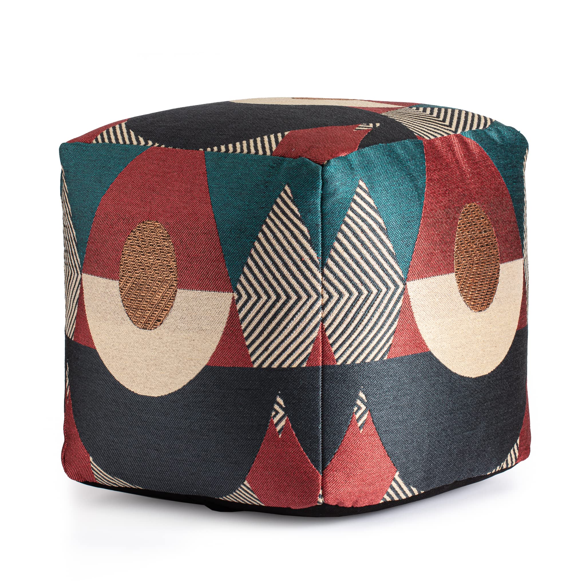 Anji Mountain Square Pouf, Martinique Red, 18" x 18" x 18", Multicolor