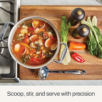 All-Clad Specialty Stainless Steel Kitchen Gadgets Soup Ladle Kitchen Tools, Kitchen Hacks Silver