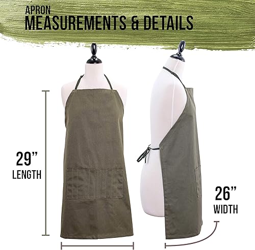 Miniatura 3 de U.S. Art Supply Delantal ajustable de lona extra grande para artista, tamaño 29 "x 26", Marrón