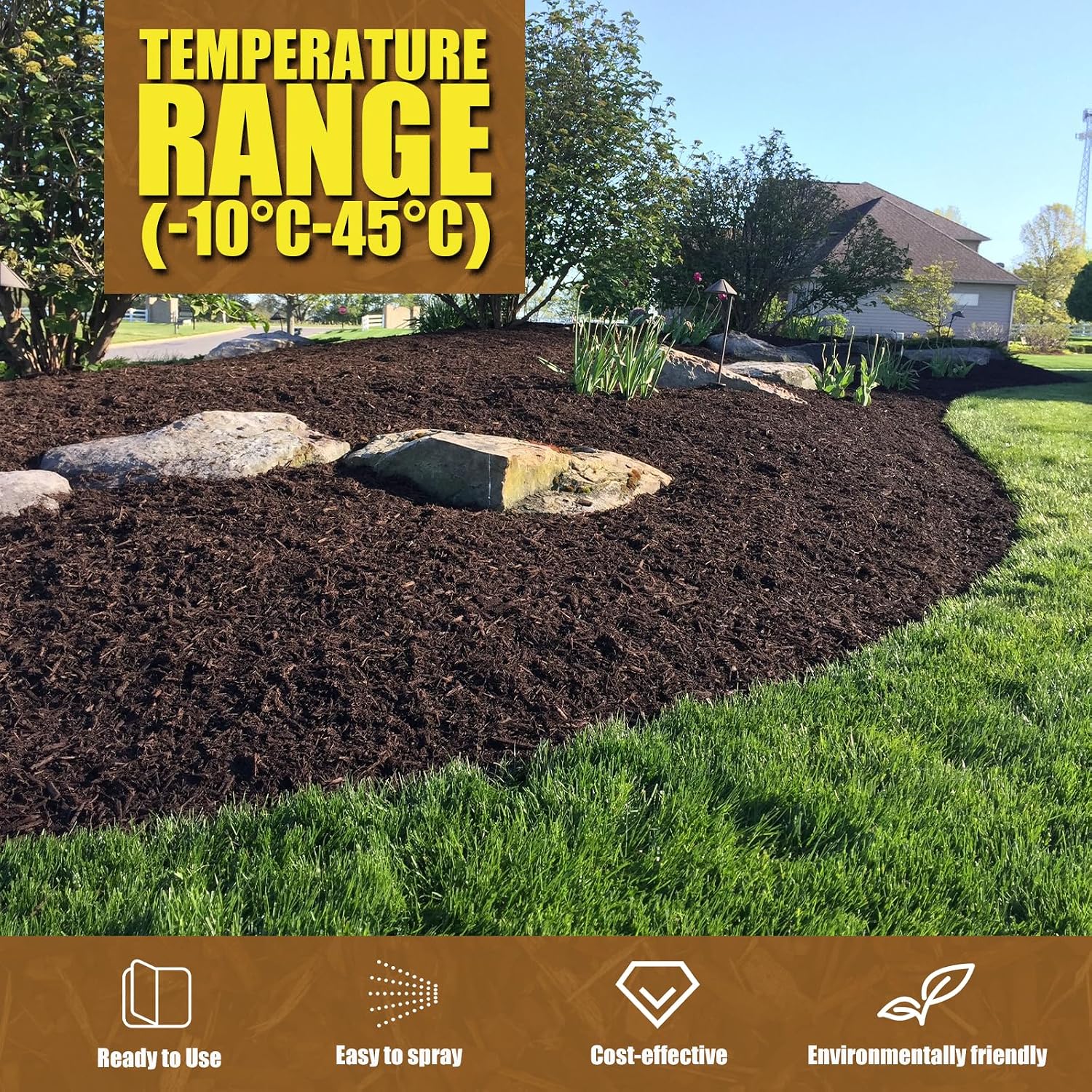 Mulch Bond -32OZ Black Color 2-in-1 Mulch Dye & Glue for Landscaping, Super Strength Landscape Adhesive Landscape Lock, Fast-Dry, Non-Toxic, Mulch Binder Glue, Pea Gravel, Adhesive Max Mulch Hold