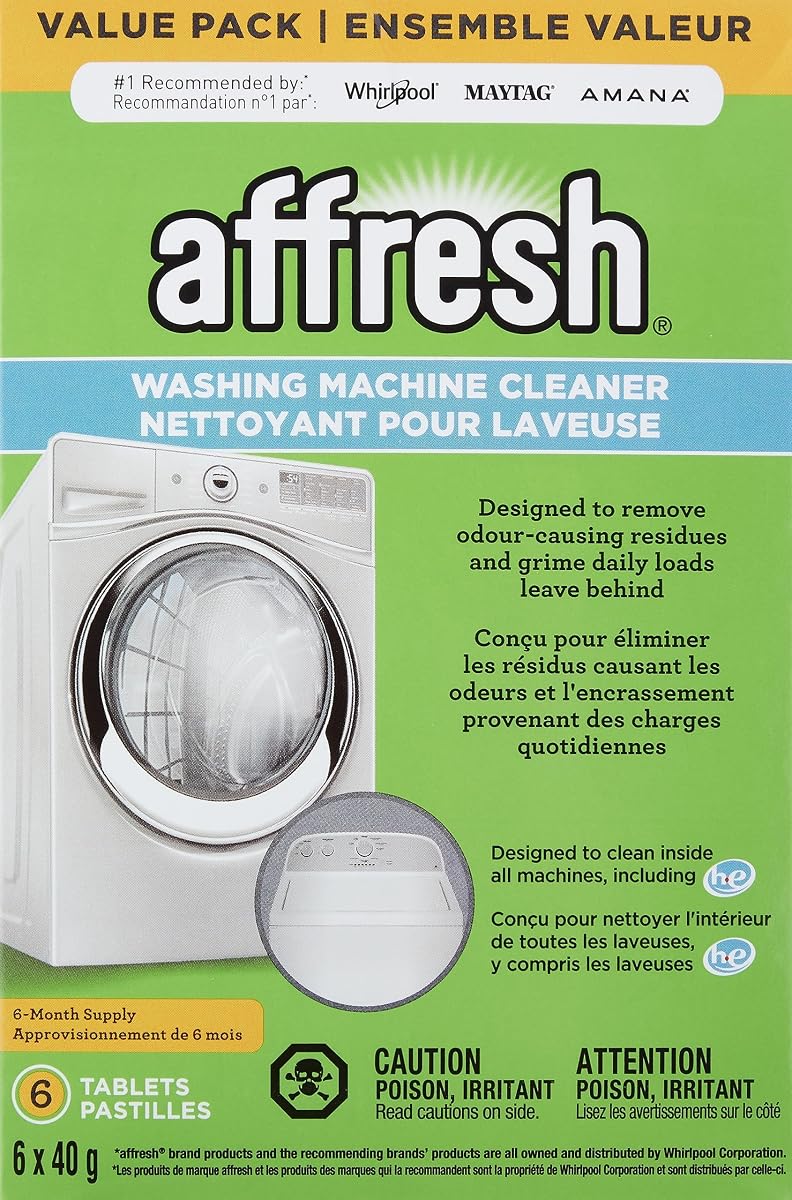 Affresh Washing Machine Cleaner, Helps Power Away Odor Causing Bacteria & Grime Deep Inside Pump, Valve & Hoses, 6 Time Release Tablets, 6 Month Supply