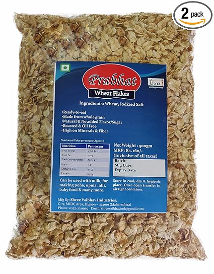Prabhat Wheat Flakes, 2 x 500 g
