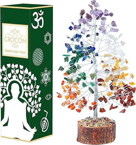 Árbol de la vida de los siete chakras, árbol de cristal para energía positiva, árbol de Feng Shui, árbol artificial, decoración de cristal, árbol