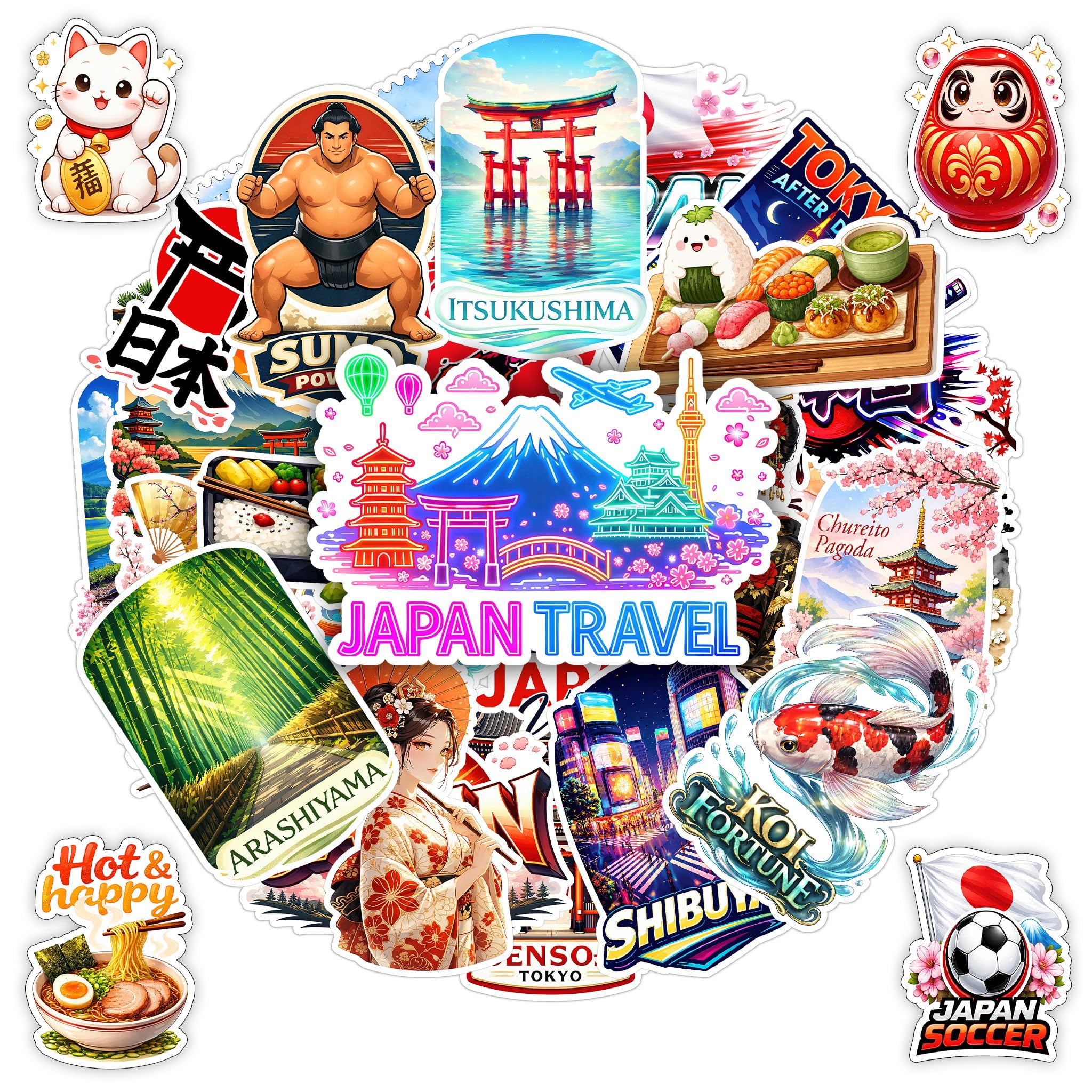 Autocollants japonais imperméables en vinyle durable pour customiser sans laisser de traces
