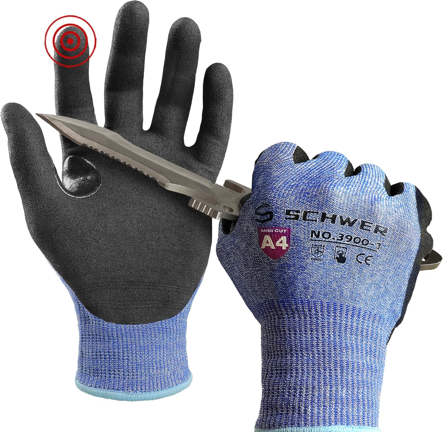 Schwer A4 AIR-SKIN Cut Resistant Work Gloves AR3900 with Extreme Lightweight & Thin, Grip Gloves for Fishing, Refined Work, Mechanic, Gardening, Touch-Screen, Non-PFAS, 3D-Comfort Fit, 2 Pairs, L