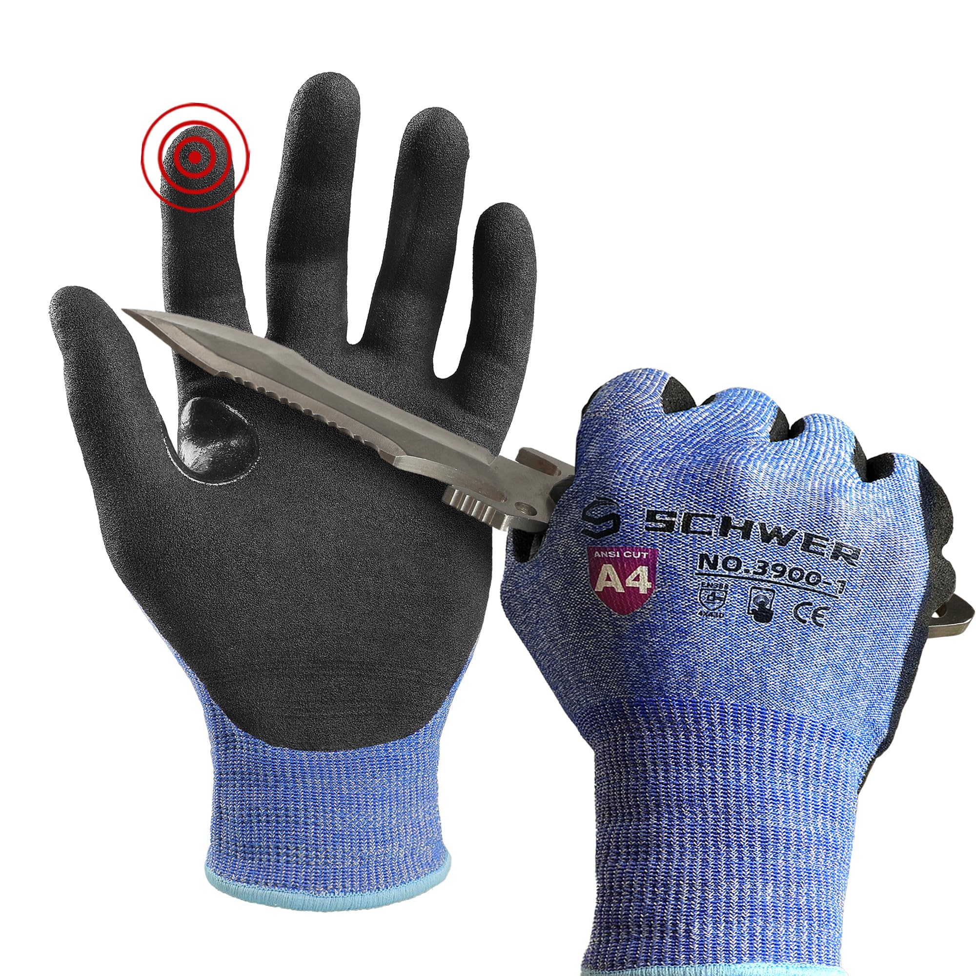 Schwer A4 AIR-SKIN Cut Resistant Work Gloves AR3900 with Extreme Lightweight & Thin, Grip Gloves for Fishing, Refined Work, Mechanic, Gardening, Touch-Screen, Non-PFAS, 3D-Comfort Fit, 1 Pair, L