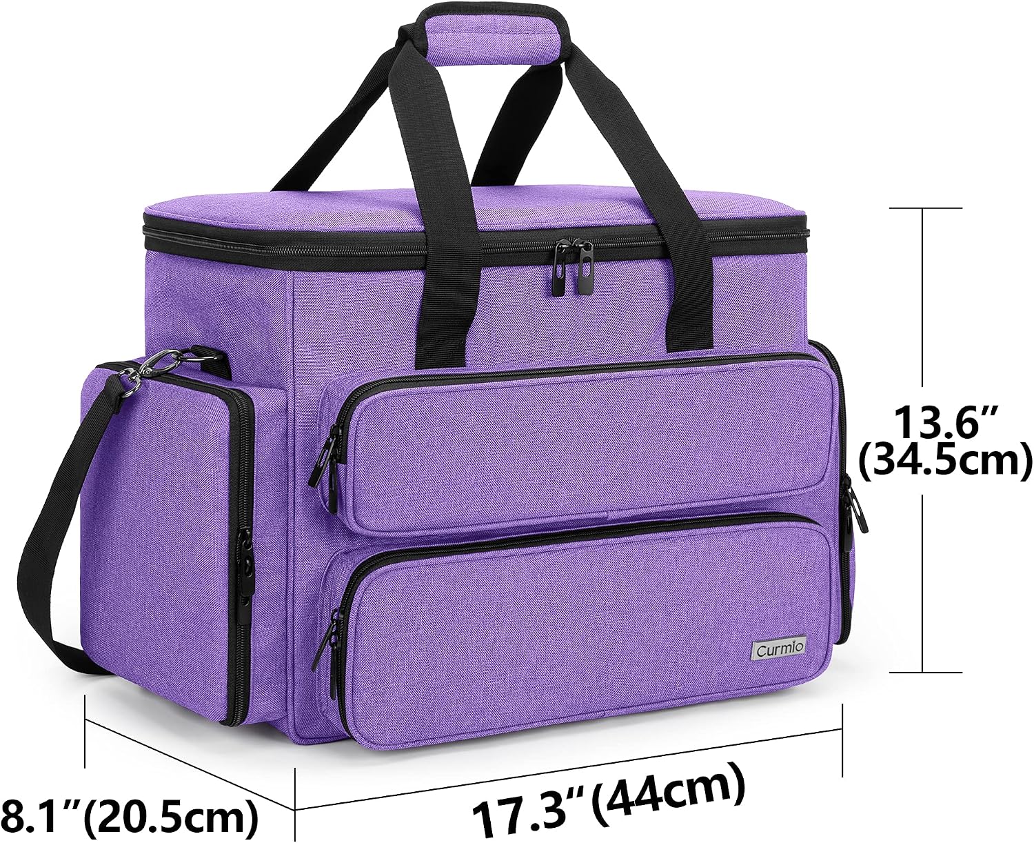 CURMIO Sewing Machine Carrying Case for Most Standard Sewing Machine, Portable Travel Tote Bag with Compartments and Pockets for Sewing Supplies, Purple (Bag Only, Patent Design)