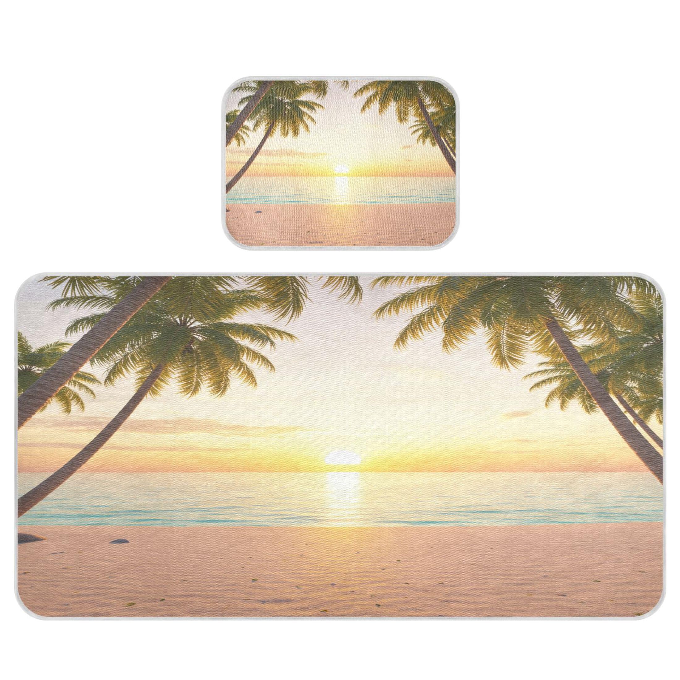 Takiito Tropical Beach with Palm Trees Baby Cooling Mattress Pad, Soft & Breathable Cooling Mat Keep Baby Cool in Summer 28x52 in, Nursery Essential