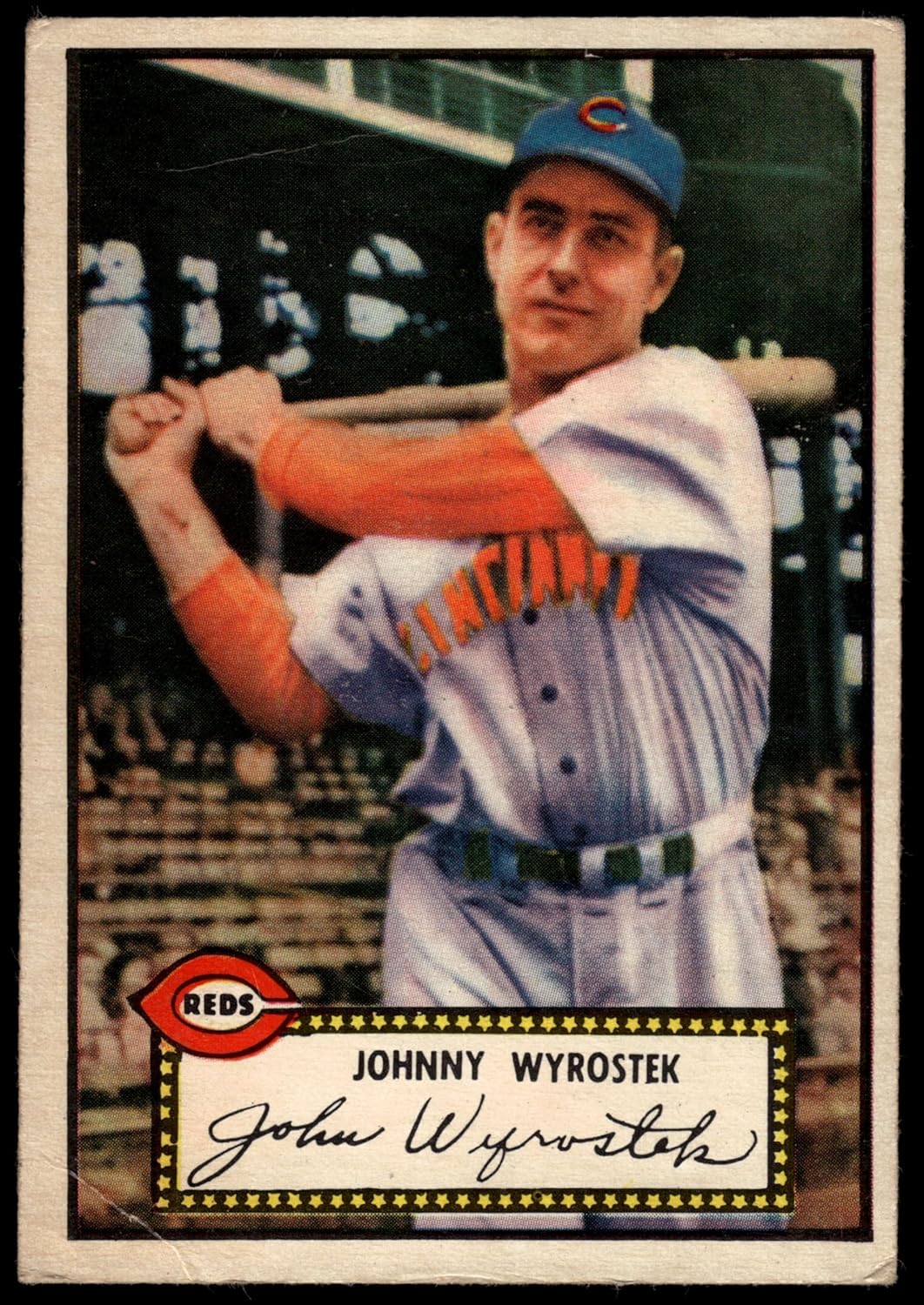 1952 Topps #13 John Wyrostek Cincinnati Reds (Baseball Card) GOOD Reds