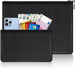 2 Stück Feuerfeste Dokumententasche, Feuerfeste Geldtasche mit Reißverschluss, wasserdichte Feuerbeständige Tasche für Passport Rechnungen Scheine Geld Wertsachen, 15 x 11in und 11 x 6.69in