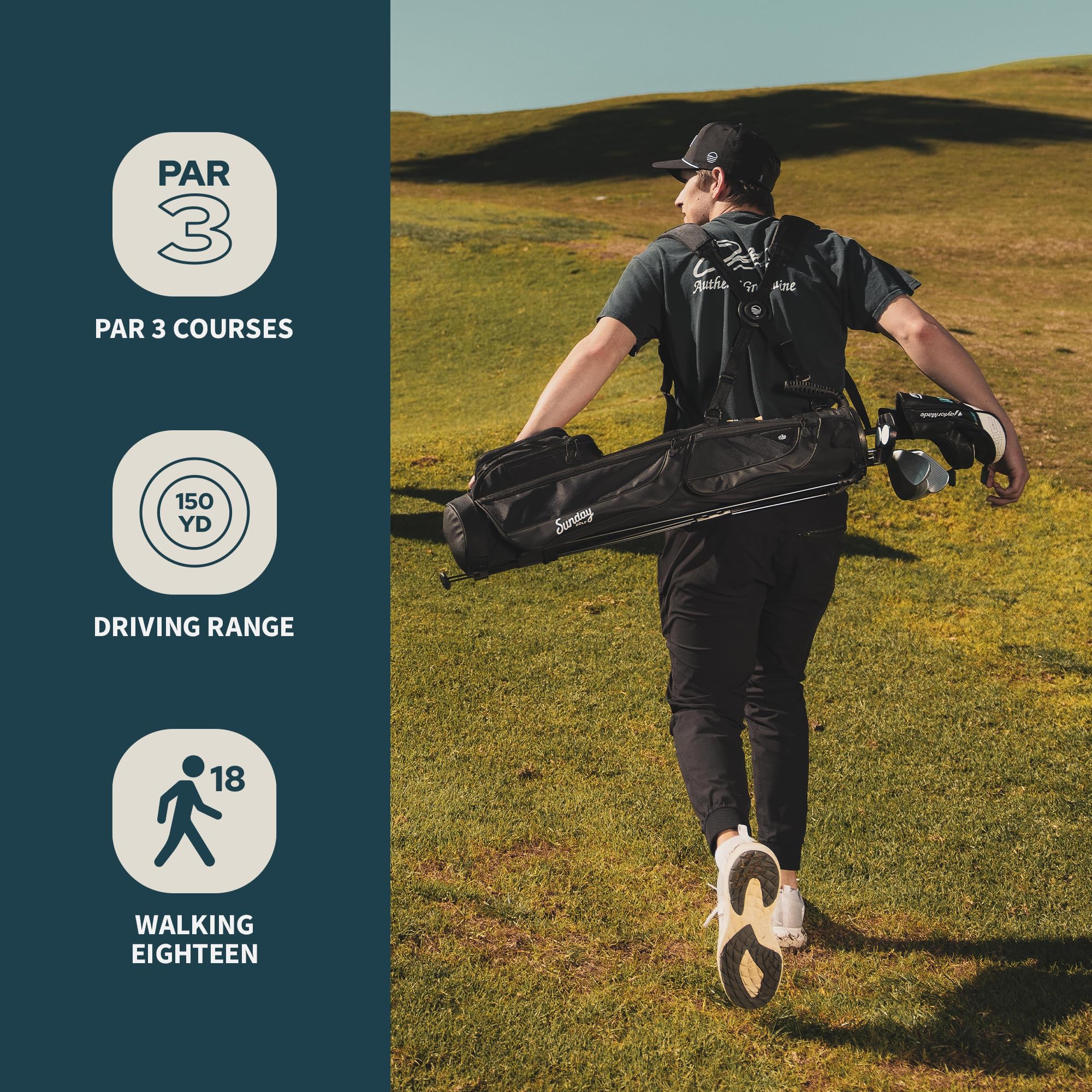 Sunday Golf Borsa Loma XL Leggera Tracolla Supporto Golf Pitch n Putt 1,5 kg
