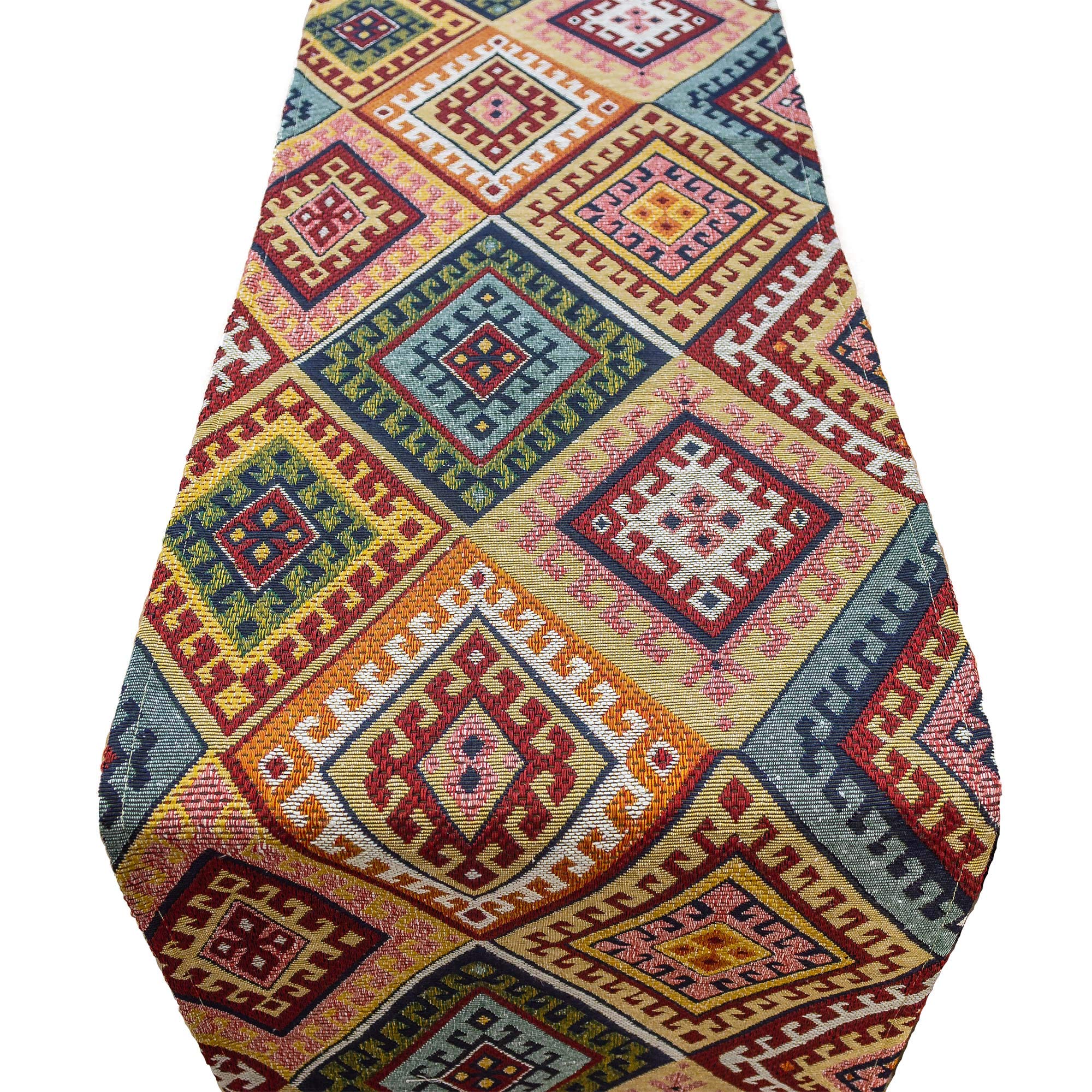 Turkish Kilim Table Runner. Abstract geometric ethnic style tapestry party kitchen table decoration. Available in 2 sizes. (30cm x 180cm)