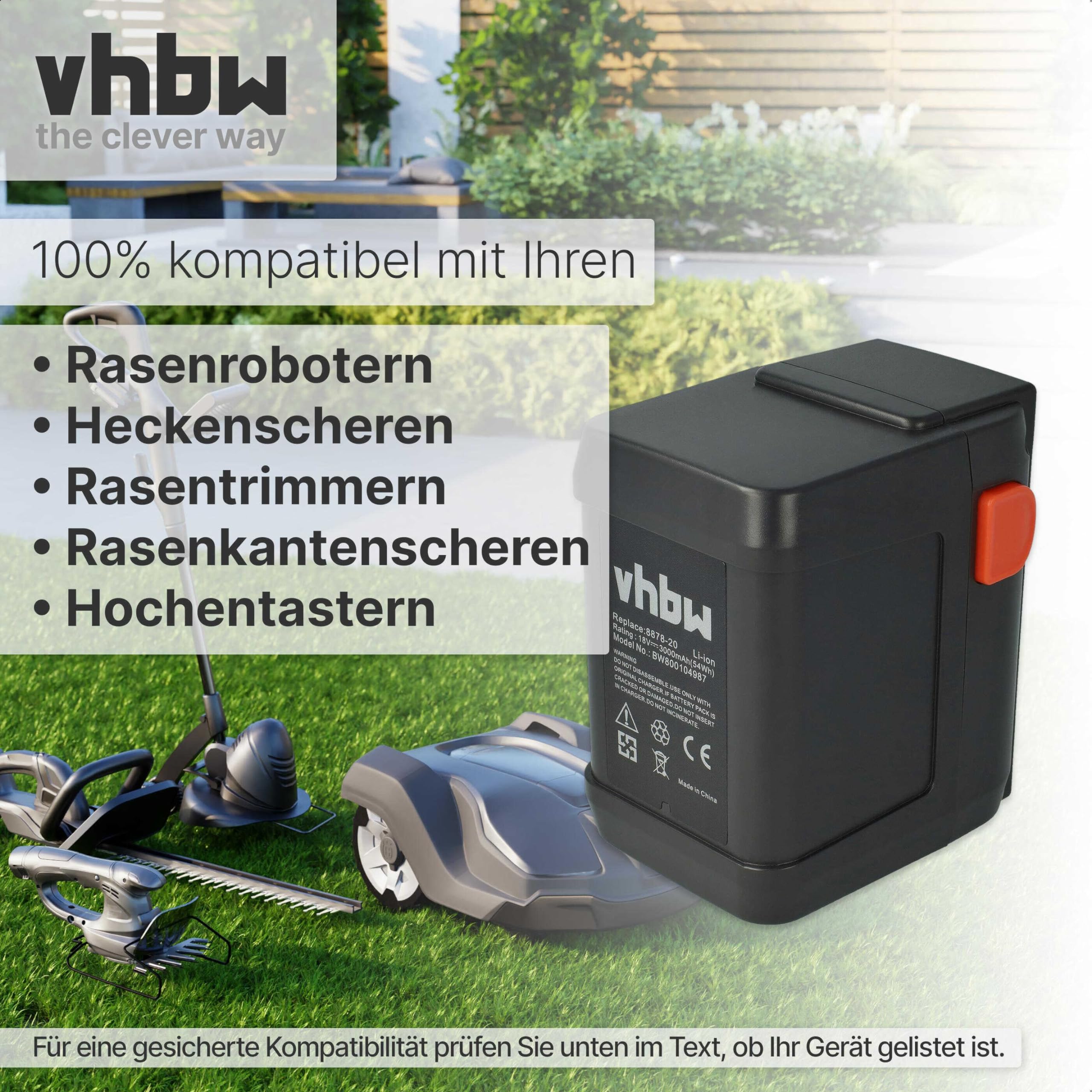 Vhbw zestaw oszczędzający 2 x akumulator litowo-jonowy 3000 mAh (18 V) do Allround narzędzia do dmuchawy Gardena Accujet 18-Li & 8835-U, 8835-20, 8839, 8839-20.