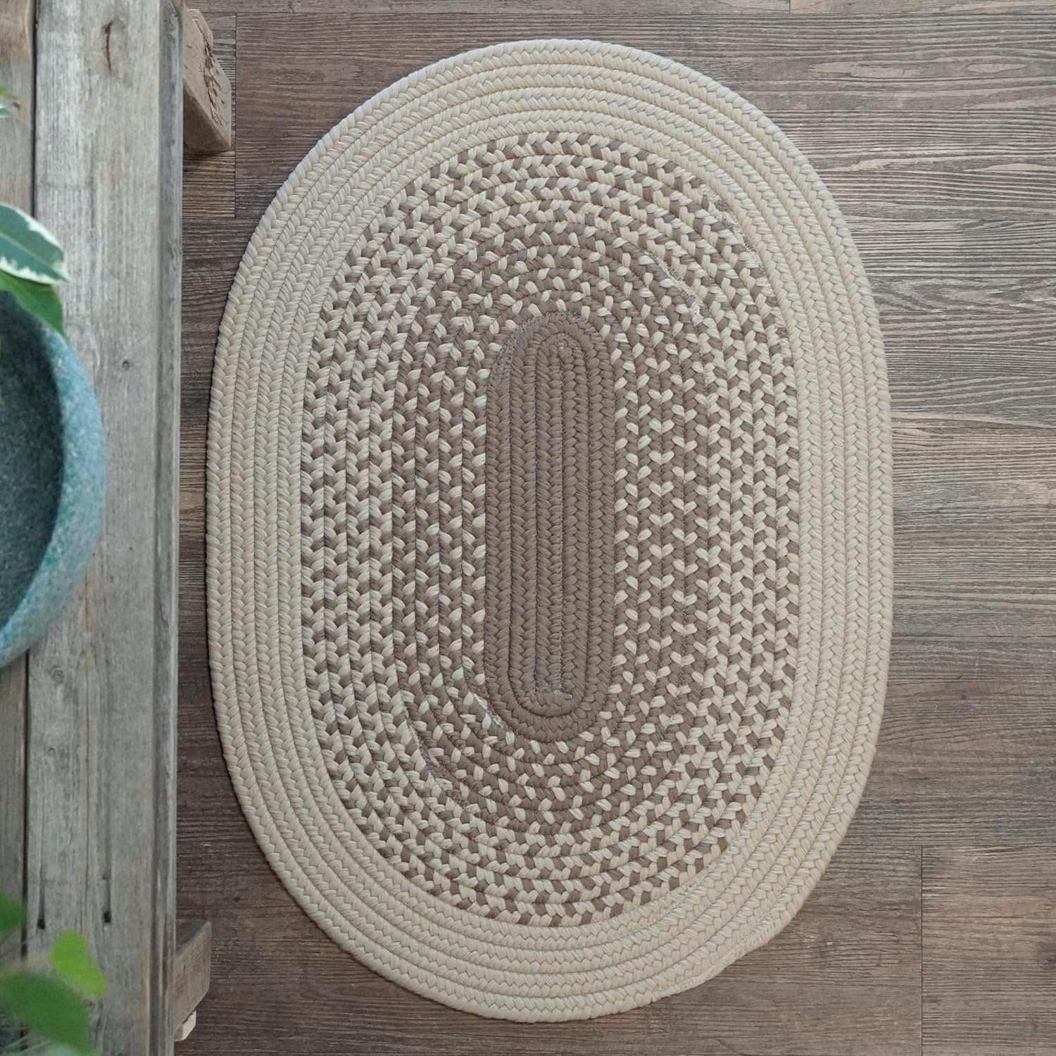 C. Garcia Reversible Braided 10X13 Area Rug - Spanish Cream, Large Space, Handcrafted in USA, Woven Texture, High Traffic, Kitchen, Living Room, Bedroom, Office, Porch - 10 FT X 13 FT Oval