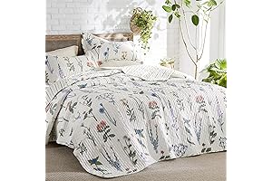 Bedsure Floral White Quilt Set - A Queen-Sized Haven of Floral Delight