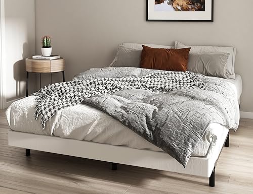 Miniatura 7 de THEOCORATE Marco de cama tamaño King marco de cama de metal básico de 7 pulgadas base de perfil bajo para somier soporte de 9 patas sin ruido fácil