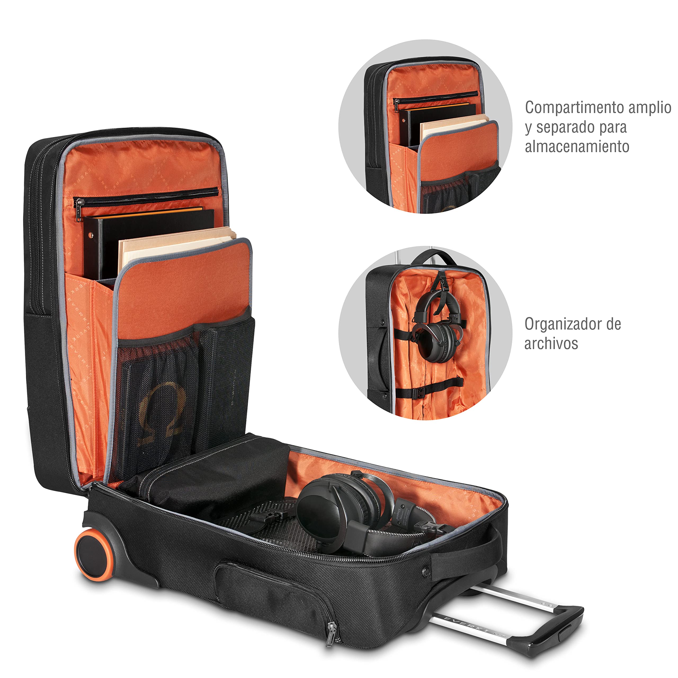 Everki Wheeled 420 Trolley para portátil 18,4" – Equipaje de Mano con Ruedas, Funda extraíble Compatible TSA, Bolsa de Viaje organizada para Business y Gaming – Negro (EKB420)
