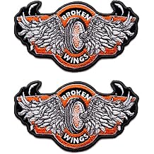 Broken Wings Motorcycle Biker Uniform 2PC Bundle Set Patch - 4 x 2.25 inch Iron on Sew on B368