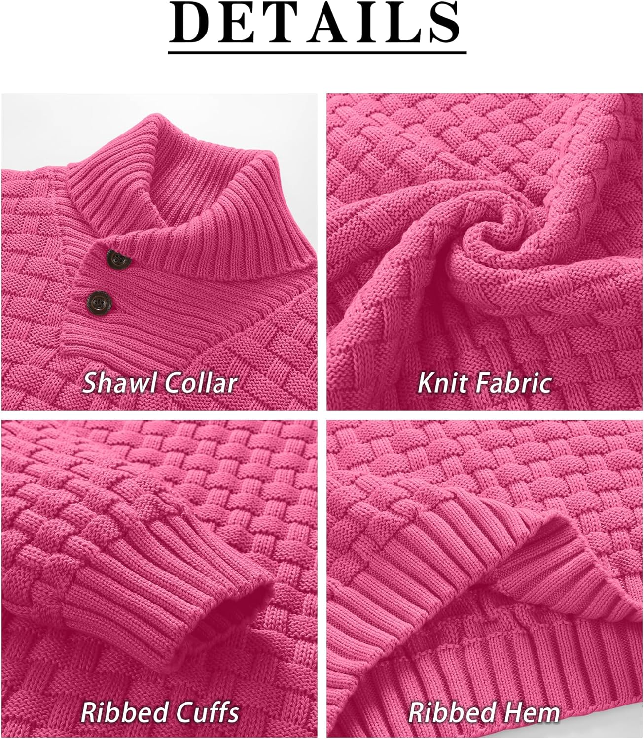 Zaitun Men's Turtleneck Sweater Shawl Collar Pullover Sweaters Regular Fit Knitted Tops - Image 5