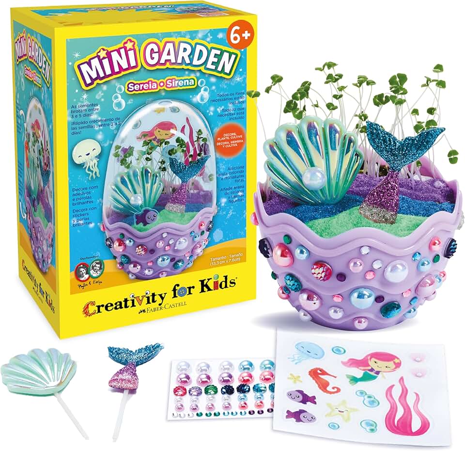 Creativity For Kids, Faber-Castell, Mini Jardim Mágico Encantado De Sereia, Estimula A Criatividade E Curiosidade, Para Crianças A Partir De 6 Anos.