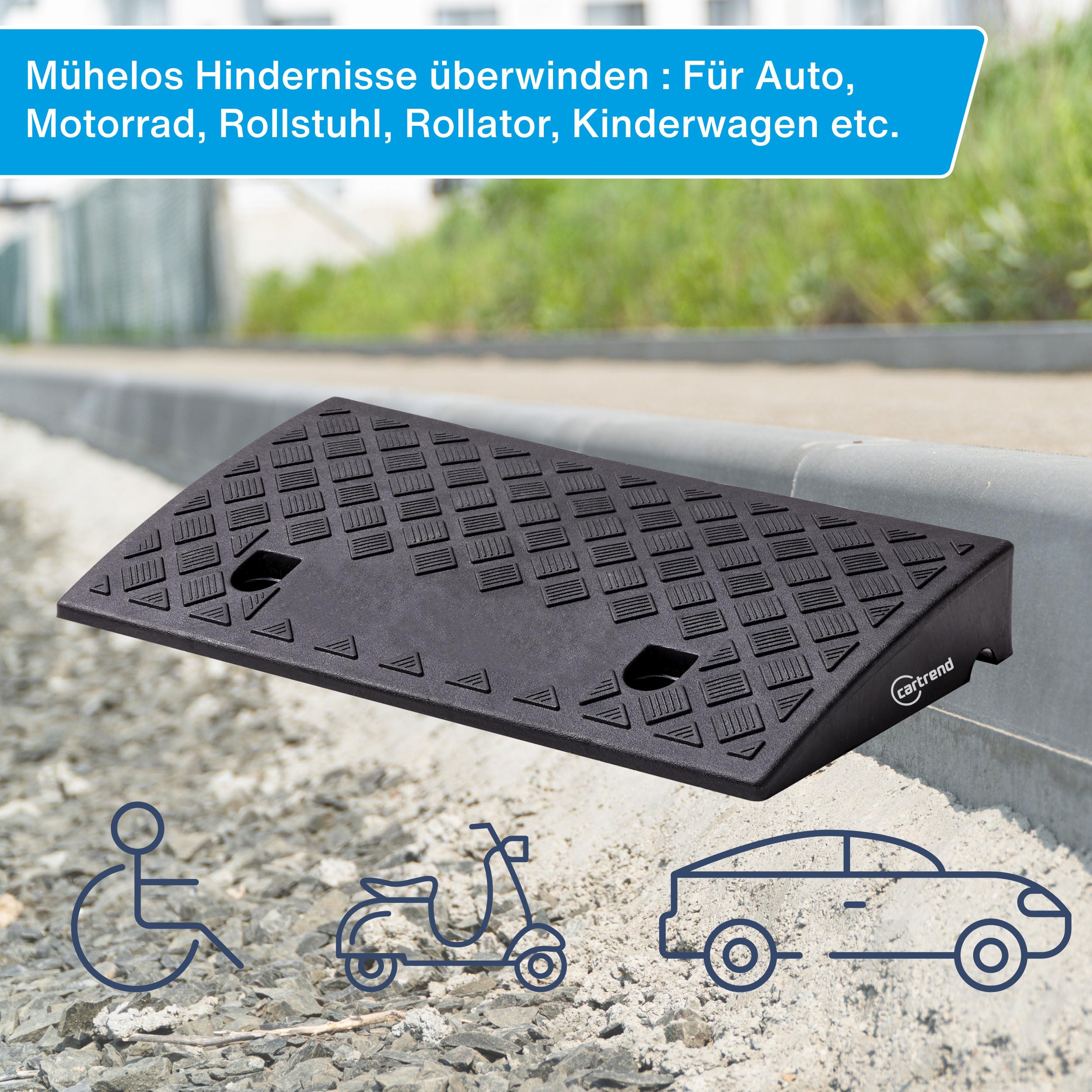 Rampa Per Marciapiede In Gomma 50x25x10 Cm - 2 Pezzi Con Maniglie, Portata Fino A 7T - Foto 8