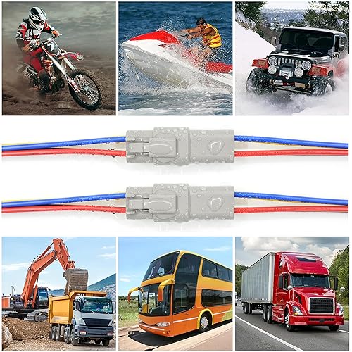 Miniatura 6 de Juego de 2 conectores eléctricos a tope de 6 pines DT Deustch impermeables para automóviles con cables de 16AWG -40.0 F-221.0 F 600V y tubos