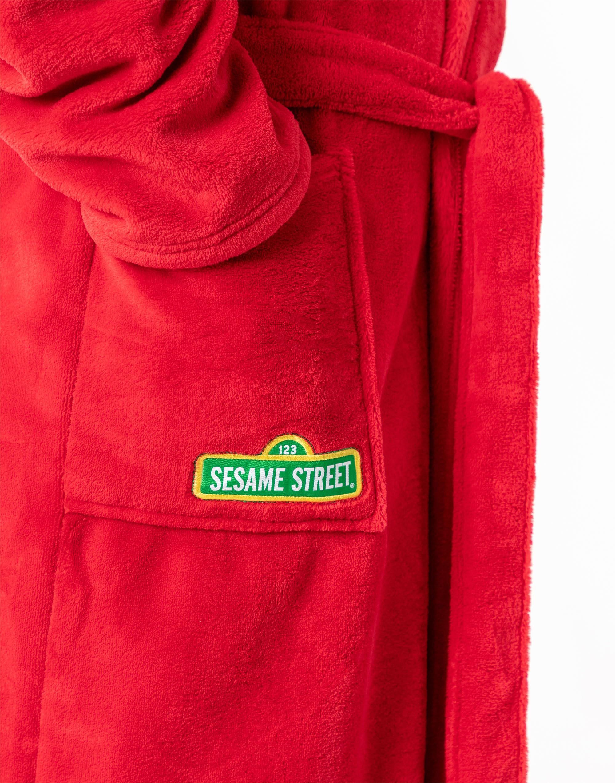 Vanilla Underground Albornoz rojo con capucha de Elmo de Barrio Sésamo | Ropa de estar por casa de polar suave de manga larga con detalle 3D en la capucha | Unisex adulto | Sesame Street Merch