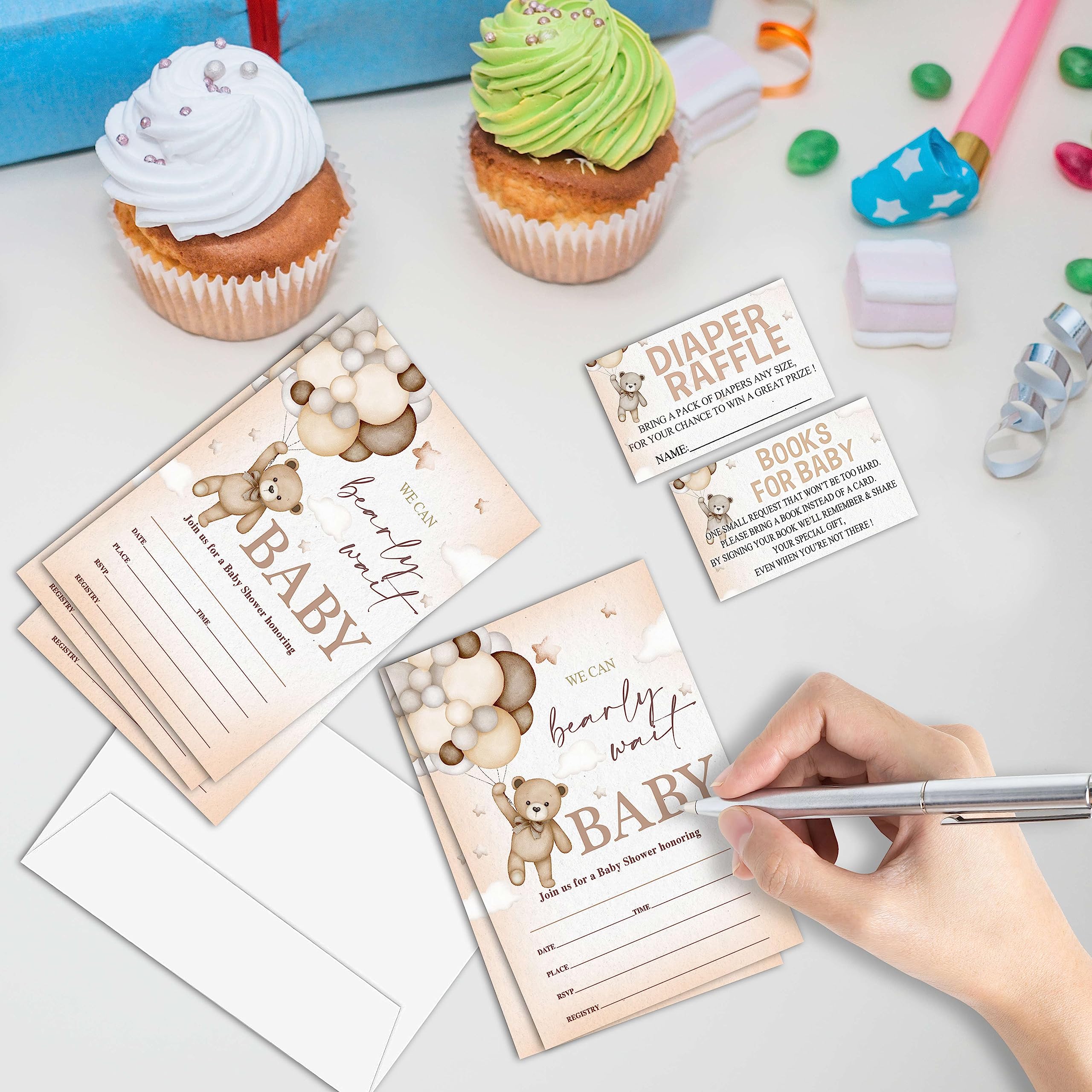 Big Dot Of Happiness Oso De Peluche Para Bebé Niño Invitaciones De Relleno Tarjetas De