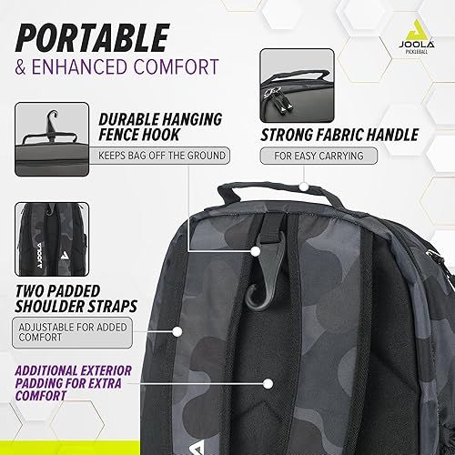 Miniatura 10 de JOOLA Vision II Deluxe Pickleball Bag - Bolsa de paleta grande para 4 paletas y equipo de pickleball - Gancho para valla, bolsillos adicionales,