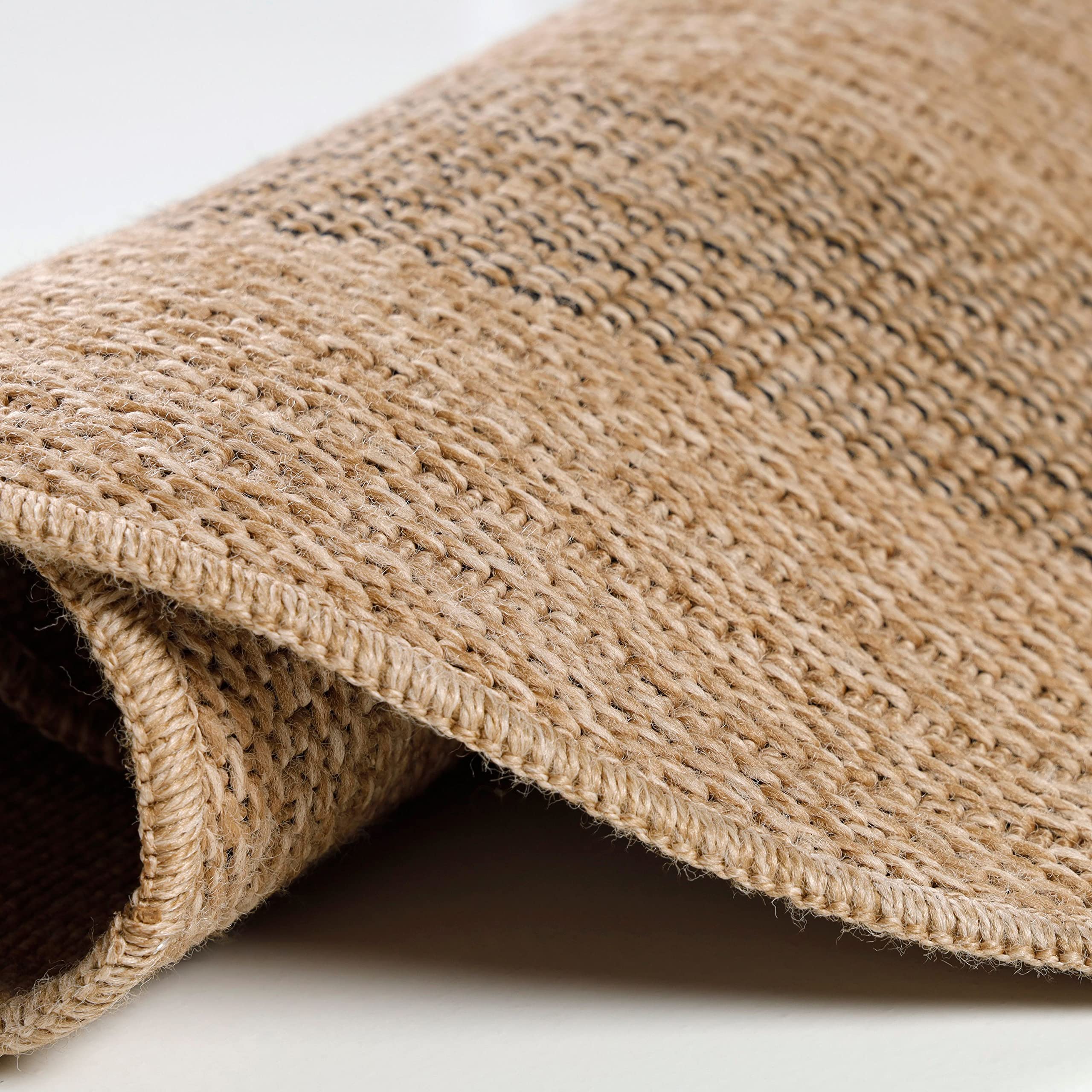 Teppium Outdoor Teppich Wetterfest 200 cm Rund Natur Sisal und Jute Optik - Küchenteppich Waschbar rutschfest, Wasserfest, Bordüre Design, Pflegeleicht - Ideal für Balkon, Terassen, Garten, Camping