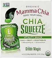 Vista 3 de Mamma Chia Snack orgánico Squeeze Vitality, Green Magic, 4 unidades, el paquete puede variar