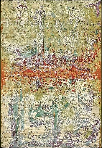 Miniatura 9 de Unique Loom - Alfombra colección de círculos abstractos, de transición para interiores y exteriores, beige, Polipropileno, Azul (multiblue)