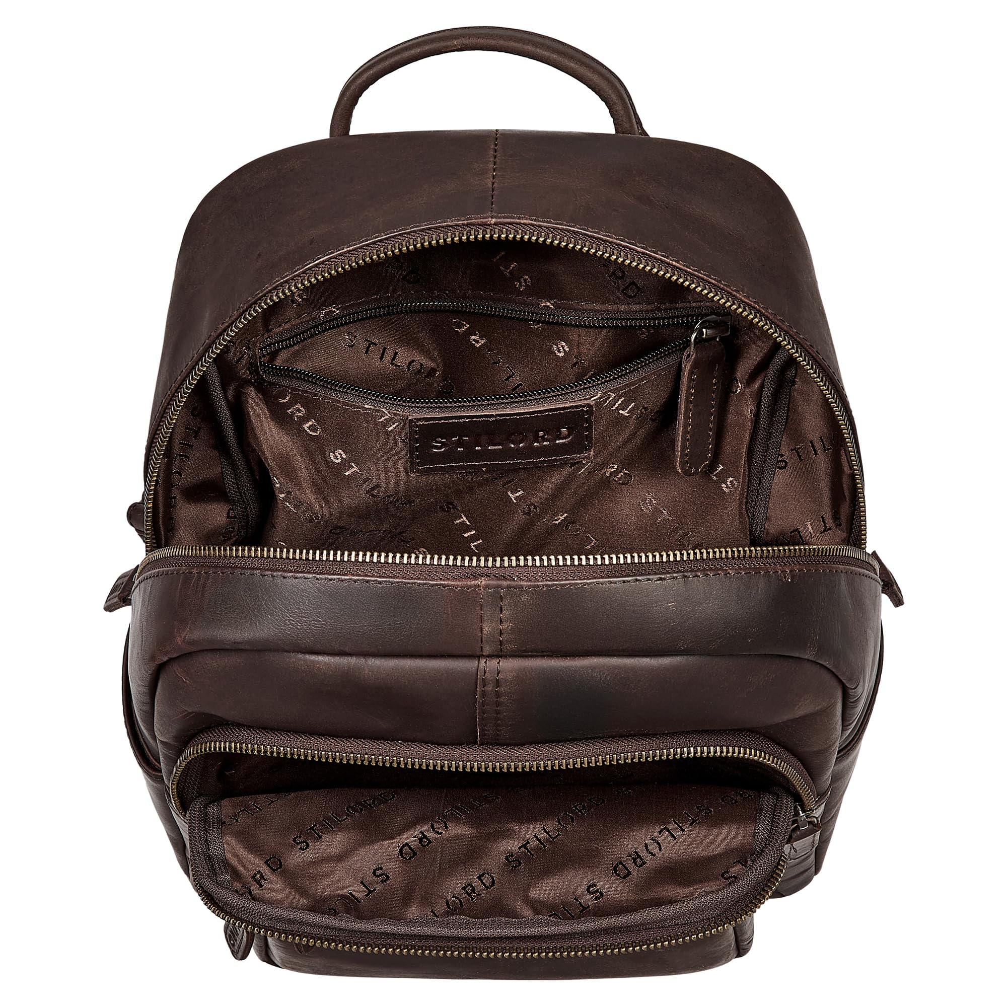 STILORD "Smilla Schicker City Rucksack Damen Leder Klein Damenrucksack Modern Kleiner Lederrucksack Brauner Echtleder Vintage Daypack Tagesrucksack Stadtrucksack 13 Zoll