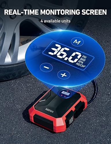 Vista 13 de AstroAI Inflador de neumáticos Compresor de aire 12V DC Compresor de aire portátil Accesorios para automóviles Bomba de neumáticos automática 100PSI