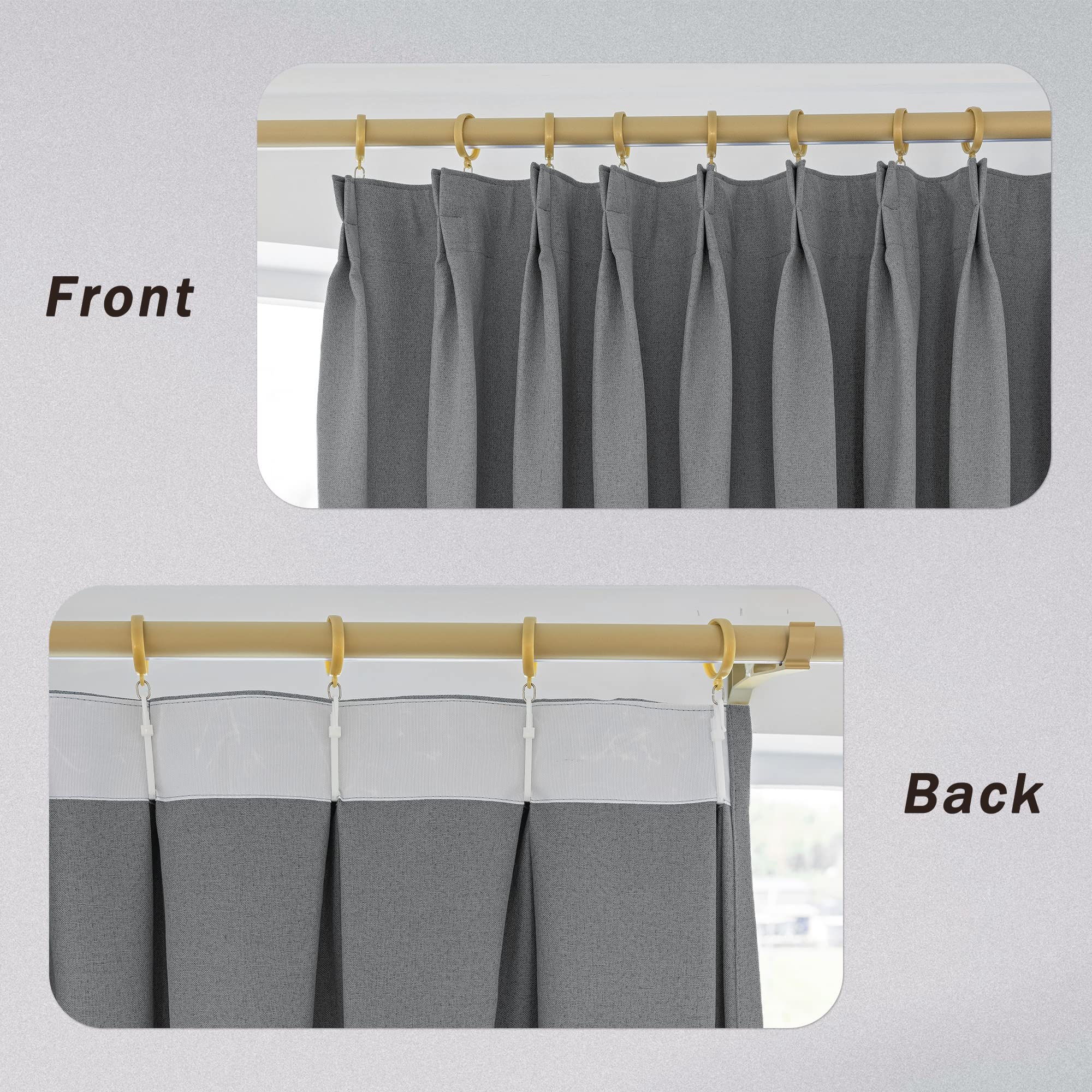MUMFAS Tenda oscurante a pieghe grigio chiaro in finto lino, per camera da letto, soggiorno, sala riunioni, sala da pranzo, hotel, patio, porta, 137,2 x 182,9 cm (lunghezza x larghezza x altezza)