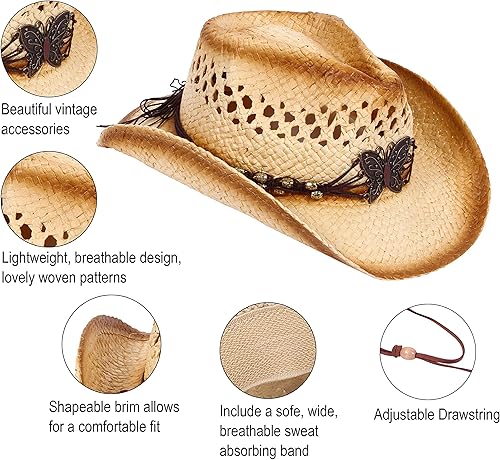 Miniatura 6 de Sombrero vaquero de paja con banda decorada para disfraces de niños de Simplicity