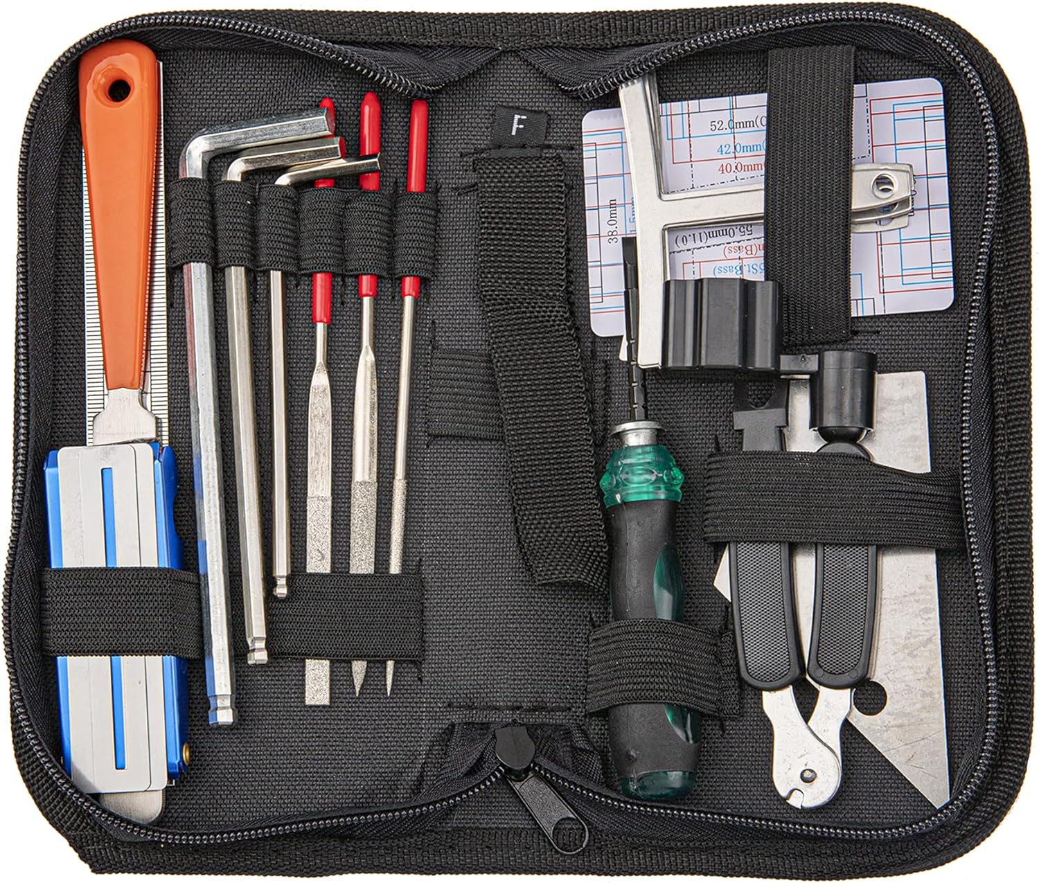 25Pcs Yootones Guitar Repairing Maintenance Tool with Kit String Action Ruler Gauge Measuring Tool Hex Wrench Set Files Fingerboard Guard Understring Radius Gauges Guitar Fret Rocker Leveling