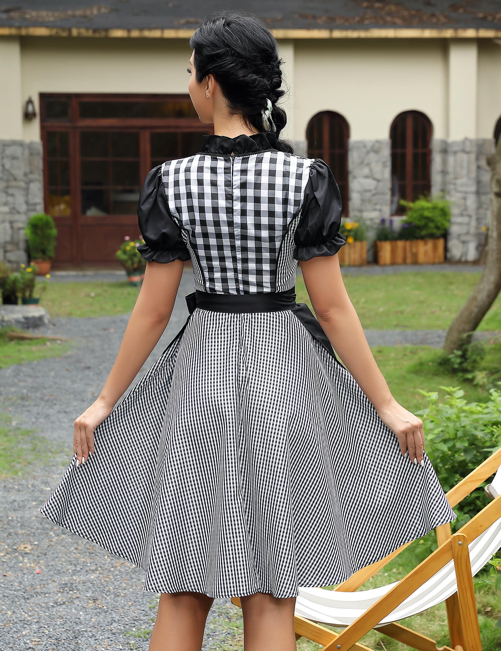 YesFashion Damen Dirndl midi 2tlg.Trachtenkleid für Oktoberfest inkl. Dirndl Kleid,Dirndlschürze Gr.34 bis 52