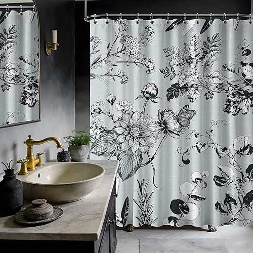 Miniatura 84 de Cortina de ducha azul marino de bosque Cortina de ducha azul oscuro de montaña y naturaleza para decoración de baño de hombres, tela impermeable con