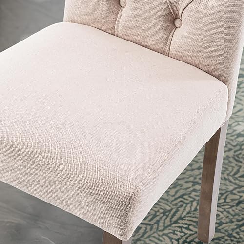 Miniatura 10 de Juego de sillas de comedor Parsons tapizadas copetudas, con acento de comedor de tela, elegante y moderno, para cocina, sala de estar, con botones y