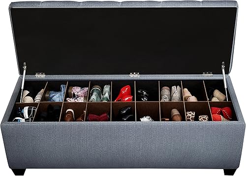 The Sole Secret Bay Blue Button - Banco de almacenamiento para zapatos, talla grande