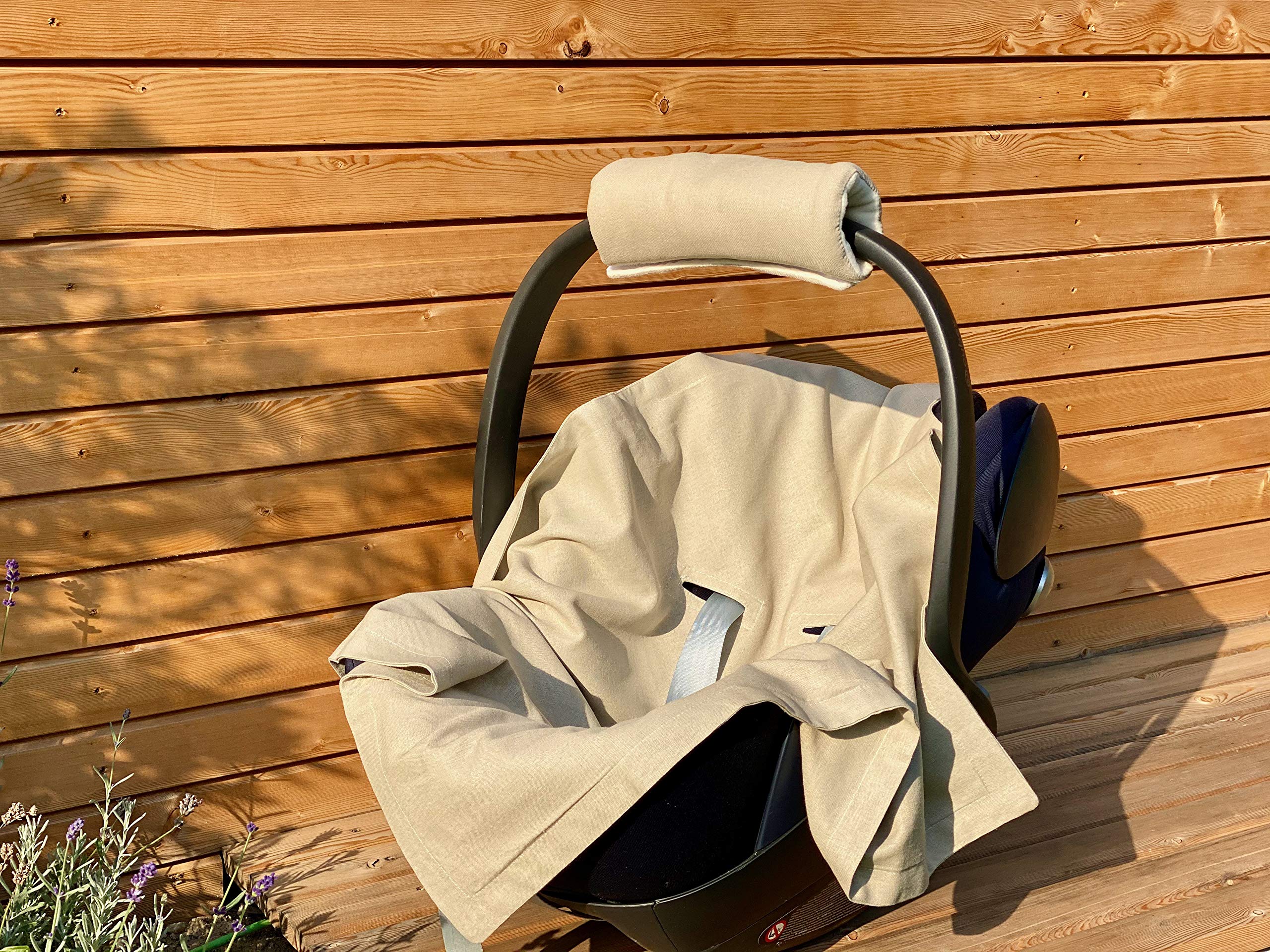 KraftKids Manta para silla de bebé en lino natural marrón 75 x 75 cm manta de bebé manta de muselina ligera y práctica manta para los días calurosos en verano