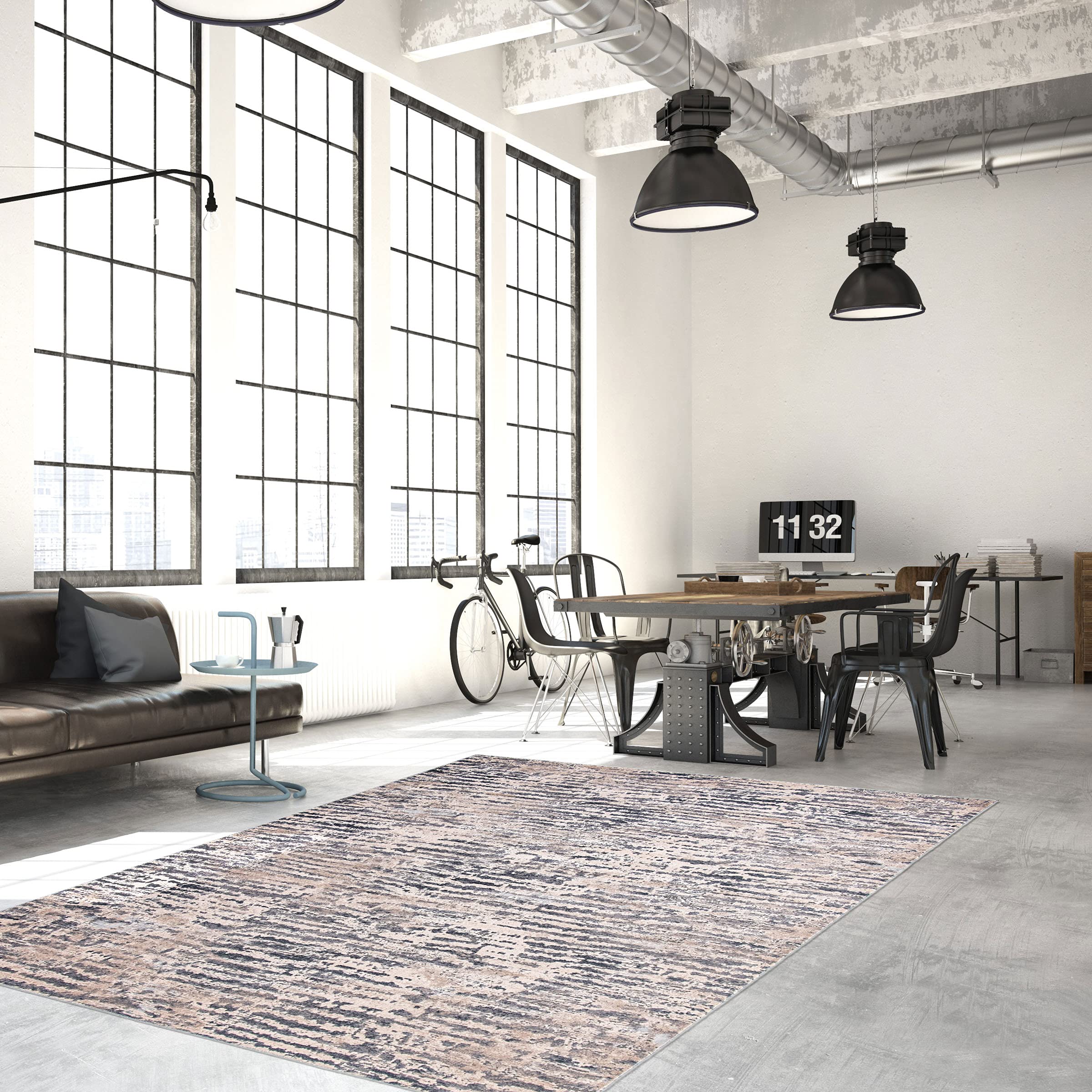 eCarpetGallery Modern Indoor Area Rug, 8' x 10' Taupe Carpet, 347051